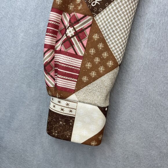 Melissa Lane Tan Patchwork One Piece Button Dress Vintage 70s Hippie Boho - Picture 6 of 16